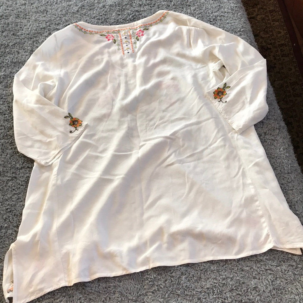 J. Jill White Embroidered Floral Cotton Tunic - Picture 7 of 8